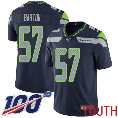 Seattle Seahawks Limited Navy Blue Youth Cody Barton Home Jersey NFL Football #57 100th Season Vapor Untouchable